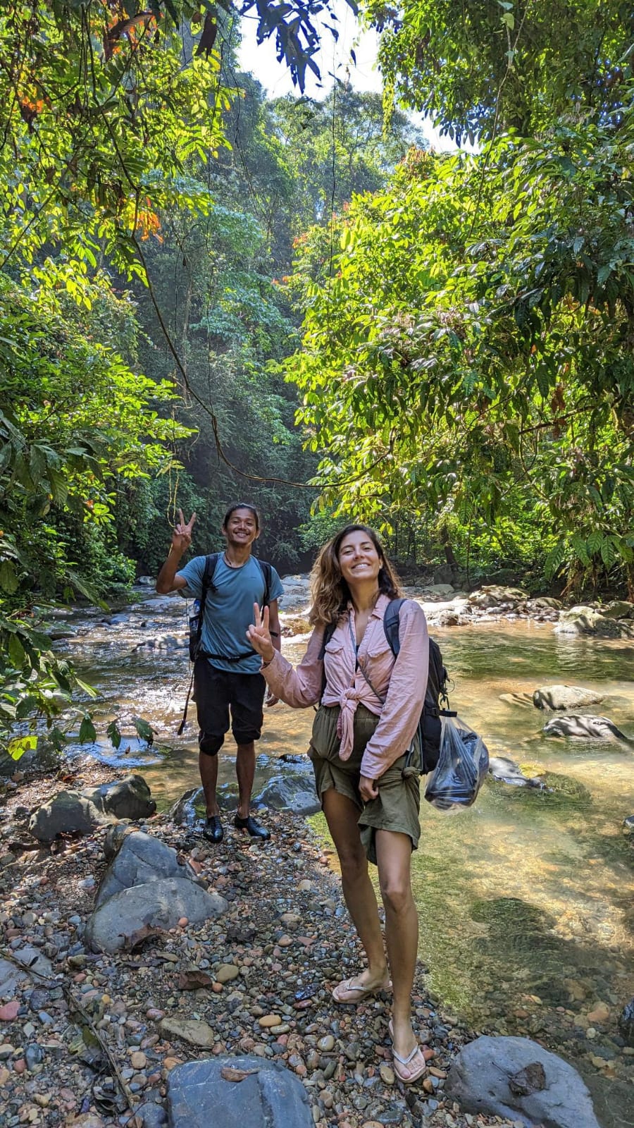 Trekking through the jungle river